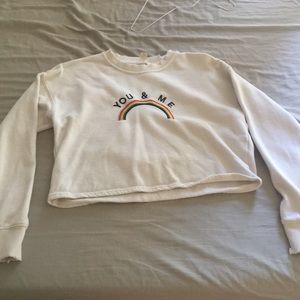 forever 21 rainbow "you & me" cropped sweater